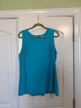 Isaac Mizrahi Bright Teal Sleeveless Swing Tank